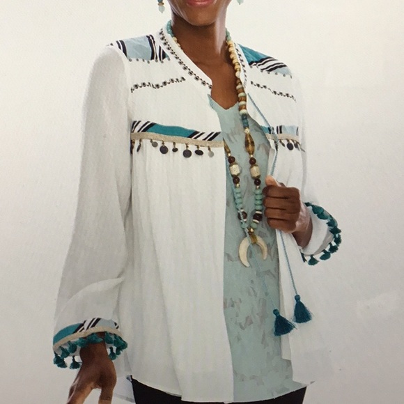 Chico’s Tassel Tie Jacket, Alabaster, 2 - Picture 9 of 10